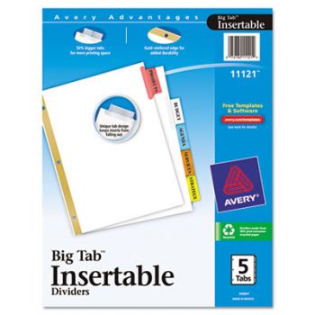 Insertable Big Tab Dividers, 5-Tab, Letter