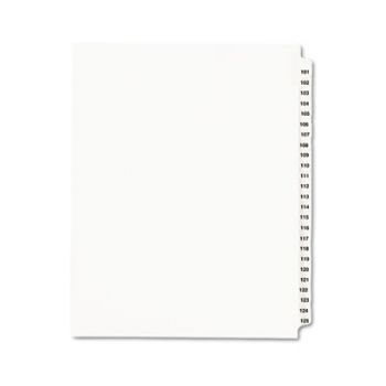 Avery-Style Legal Side Tab Divider, Title: 101-125, Letter, White, 1 Set
