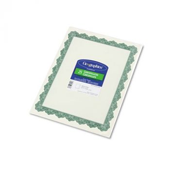Parchment Paper Certificates, 8-1/2 x 11, Optima Green Border, 25/Pack