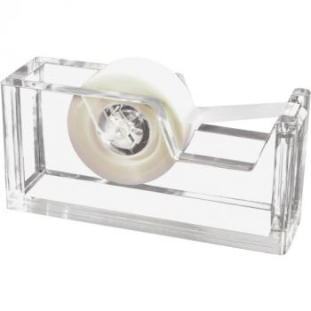 Desktop Tape Dispenser, 1" Core, Heavy Cast Acrylic, Clear
