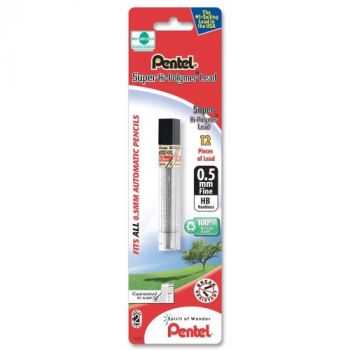 Pentel 0.5mm Super Hi-Polymer Lead, 0.5 mmFine Point - HB, 1 Pack