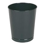 Fire-Safe Wastebasket, Round, Steel, 6 1/2 gal, Black
