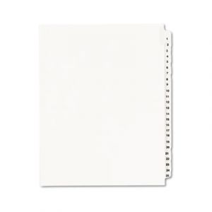 Avery-Style Legal Side Tab Divider, Title: 1-25, Letter, White, 1 Set