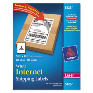 Shipping Labels w/Ultrahold Ad & TrueBlock, Laser, 5 1/2 x 8 1/2, White, 200/Box