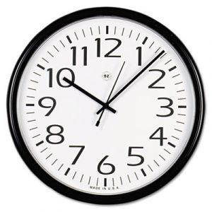 Round Wall Clock, Black, 12"