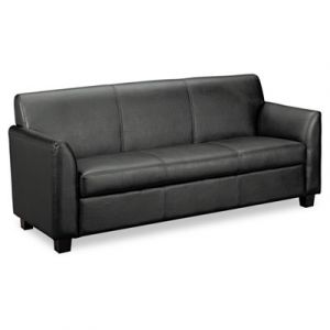 VL870 Series Leather Reception Three-Cushion Sofa, 73w x 28 3/4d x 32h, Black