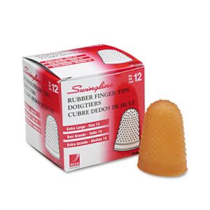 Rubber Finger Tips, Size 14, X-Large, Amber, 1/Dozen