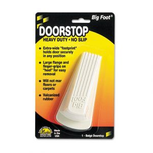 Big Foot Doorstop, No-Slip Rubber Wedge, 2-1/4w x 4-3/4d x 1-1/4h, Beige