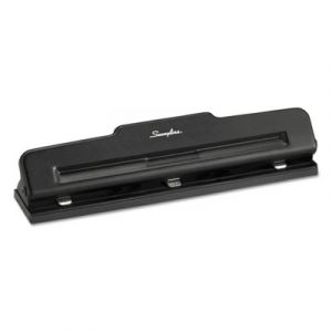 10-Sheet Desktop Three-Hole Adjustable Punch, 9/32" Holes, Black