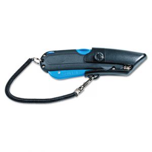 Box Cutter Knife w/Shielded Blade, Black/Blue