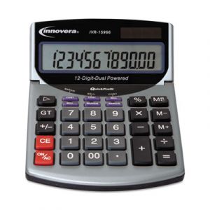 15966 Minidesk Calculator, 12-Digit LCD