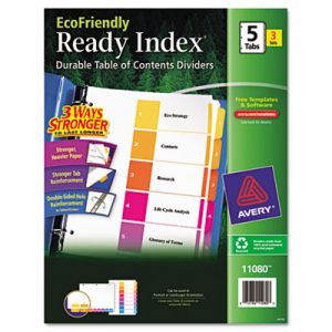 Ready Index Customizable Table of Contents, Asst Dividers, 5-Tab, Ltr, 3 Sets