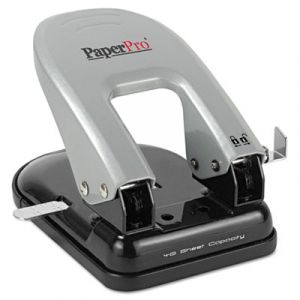 40-Sheet Capacity ProPunch Two-Hole Punch, Non-Slip Base, Black/Silver