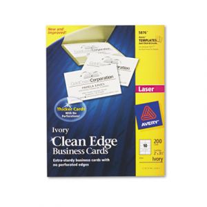 Two-Side Printable Clean Edge Business Cards, Laser, 2 x 3 1/2, Ivory, 200/Pack