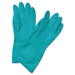 Flock-Lined Nitrile Gloves, Medium, Green, 13 in, Dozen