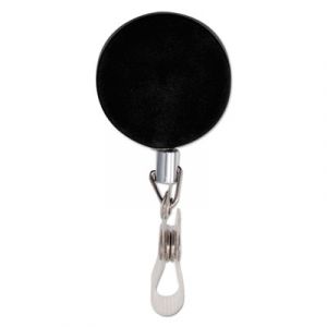 Premier Heavy-Duty Retractable ID Card Reel, 24" Extension, Black/Chrome, 12/Box
