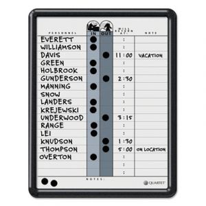 Employee In/Out Board, Porcelain, 11 x 14, Gray, Black Plastic Frame