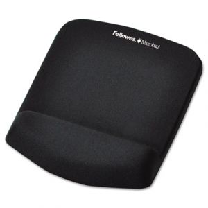 PlushTouch Mouse Pad with Wrist Rest, Foam, Black, 7 1/4 x 9-3/8