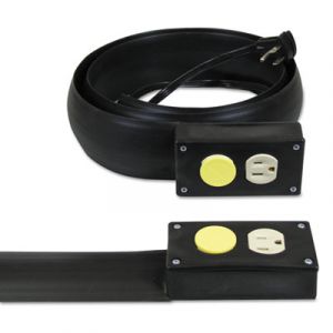 Lay-Flat Power Extension And Cord Cover, 13 Amps, 125 V, 5ft, Black