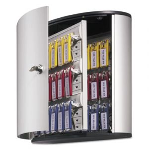 Locking Key Cabinet, 36-Key, Brushed Aluminum, Silver, 11 3/4 x 4 5/8 x 11