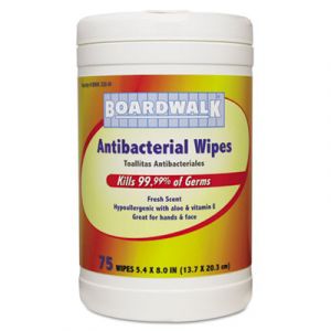Antibacterial Wipes, 8 x 5 2/5, Fresh Scent, 75/Canister, 6 Canisters/Carton