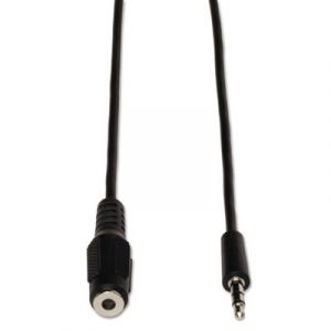 Audio Cables, 1 ft, Black, 3.5 mm Male; Two 3.5 mm Female
