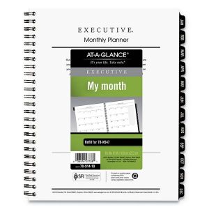 Executive Monthly Planner Refill, 6 5/8 x 8 3/4, White, 2021