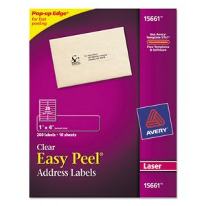 Clear Easy Peel Mailing Labels, Laser, 1 x 4, 200/Pack