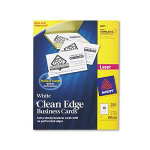 Two-Side Printable Clean Edge Business Cards, Laser, 2 x 3 1/2, White, 200/Pack
