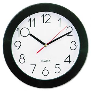 Round Wall Clock, 9-3/4", Black