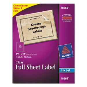 Clear Easy Peel Mailing Labels, Inkjet, 8 1/2 x 11, 10/Pack