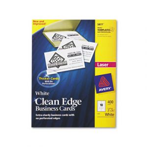 Two-Side Printable Clean Edge Business Cards, Laser, 2 x 3 1/2, White, 400/Box