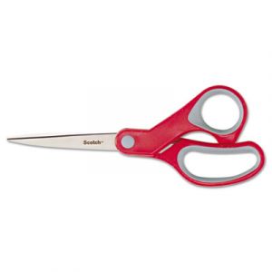 Multi-Purpose Scissors, Pointed, 8" Length, 3-3/8" Cut, Red/Gray