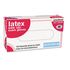 Disposable Powdered Latex Exam Gloves, Medium, Natural, 100/Box