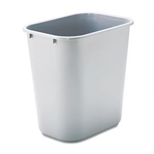 Deskside Plastic Wastebasket, Rectangular, 7 gal, Gray