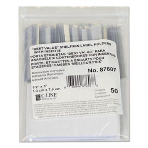 Self-Adhesive Label Holders, Top Load, 1/2 x 3, Clear, 50/Pack