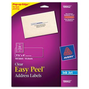 Clear Easy Peel Mailing Labels, Inkjet, 1 1/3 x 4, 140/Pack