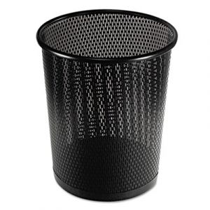 Urban Collection Punched Metal Wastebin, 20.24 oz, Steel, Black Satin, 9"Dia