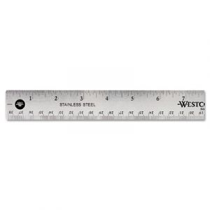 Stainless Steel Office Ruler With Non Slip Cork Base, 15"
