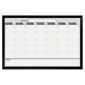 Magnetic Dry Erase Board, 36 x 24, Black/White Calendar with Black-Painted Frame
