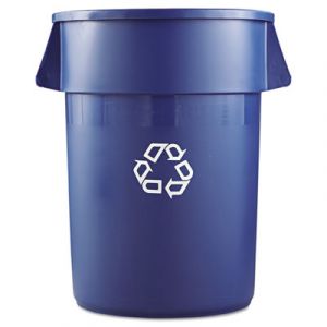 Brute Recycling Container, Round, 44 gal, Blue