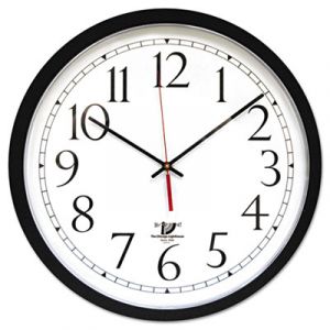 SelfSet Wall Clock, 16-1/2", Black