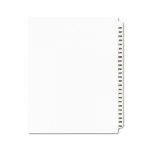 Avery-Style Legal Side Tab Divider, Title: 226-250, Letter, White, 1 Set
